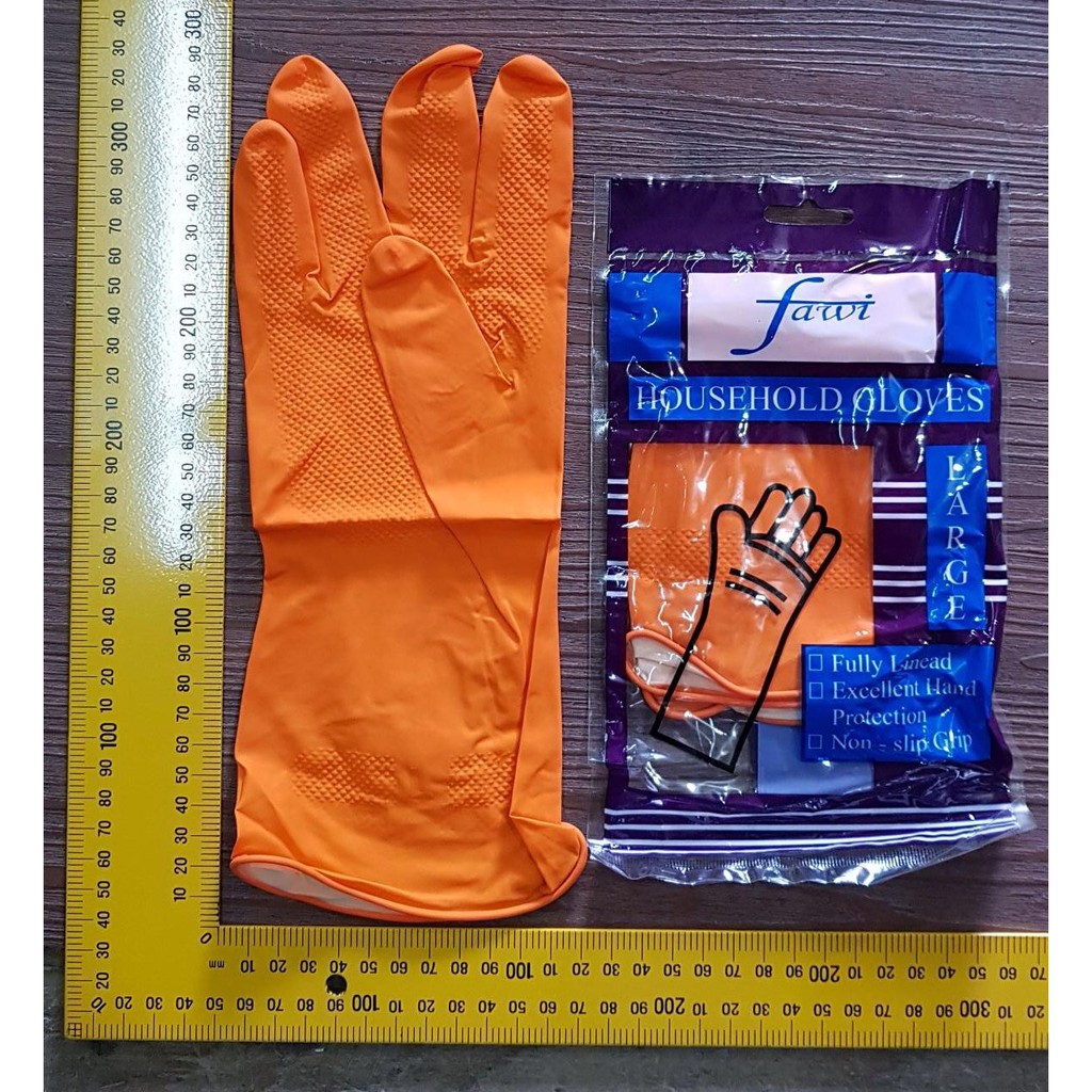 Sarung Tangan Karet Cuci Piring Latex Glove Orange Mencuci Berkebun