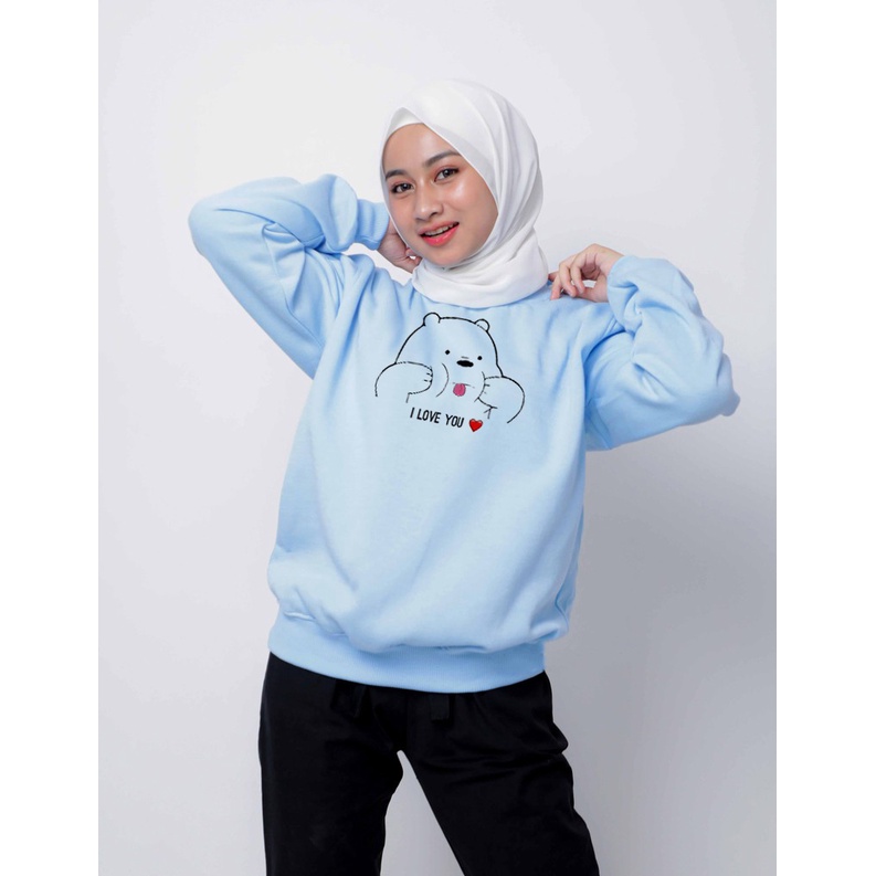 🅳🅵 Sweater Panda Love Pria &amp; Wanita | Sweater Korea Style Fleece Cotton | Dhea Fashion