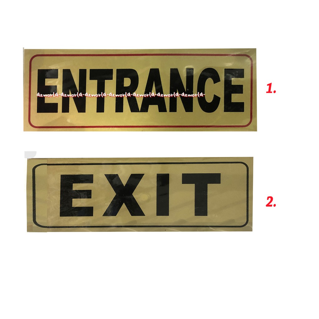 

Sign Board Sticker Entrance Exit Stiker Tempel Alat Kertas Untuk Pemberitahuan Signin Tanda Masuk Pintu Keluar Warna Gold Kuning emas