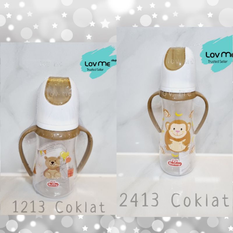 Lov Me ❤ Lusty Bunny Botol dot susu bayi standart reguler slim neck karakter animal dengan handle bukan sedotan DB1213 - DB2413 ukuran 125ml 250ml BPA FREE