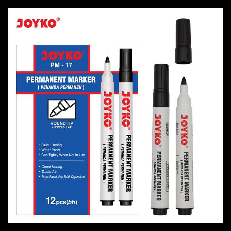 

Terlaris Permanent Marker / Spidol Permanen Joyko Pm-17 / 1 Box 12 Pcs Promo