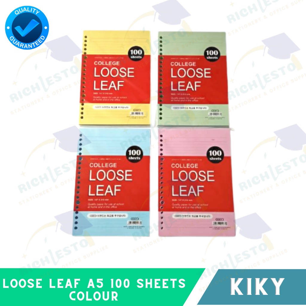 

KIKY Loose Leaf Colourfull / Loose Leaf Warna Ukuran A5 Isi 100 lembar