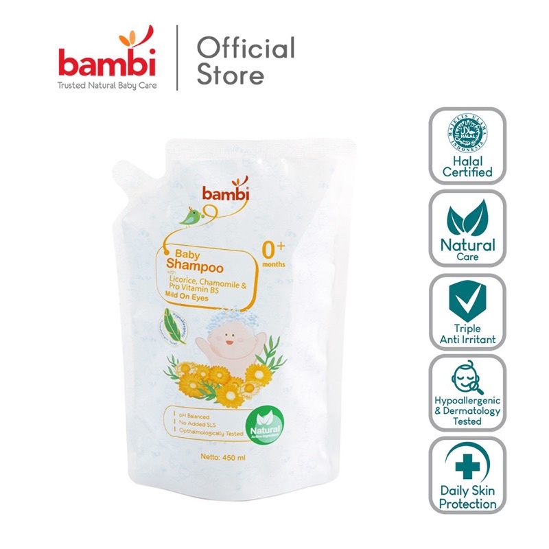 Bambi Shampoo 450 ml ( Refill ) - Shampoo bayi