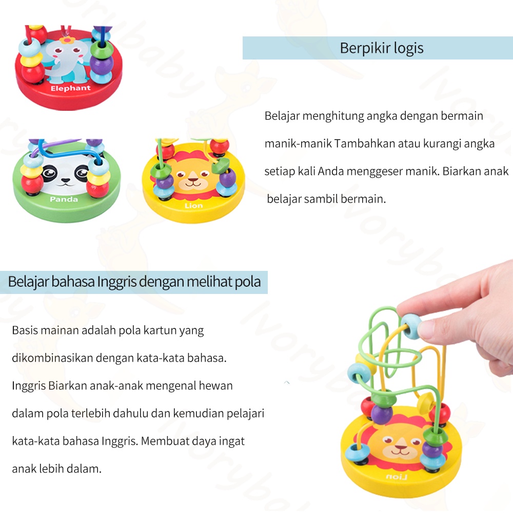 Ivorybaby mainan edukasi anak bayi Mini Round Beads montessori toys