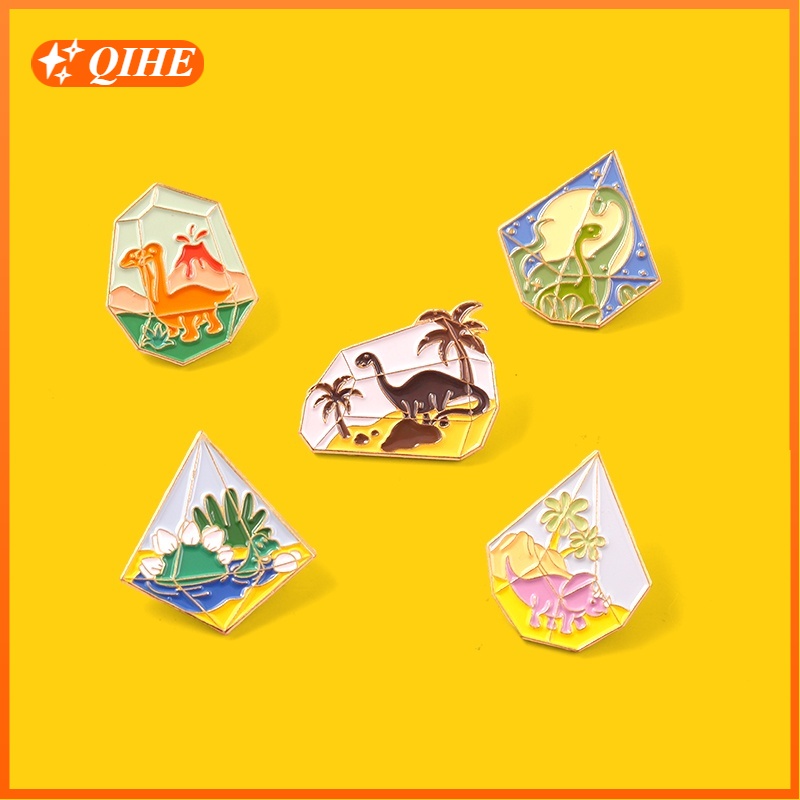 Dinosaur Paradise Enamel Pin Cute Animal Badge Desert Ocean Tyrannosaurus Brooches Bag Clothes Lapel Pin Fashion Jewelry