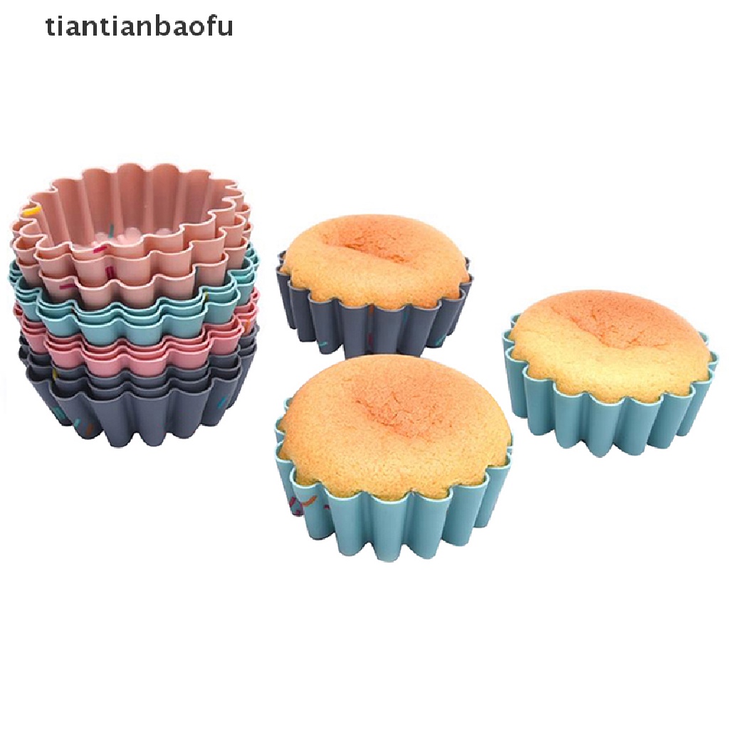 6 Pcs Cetakan Kue Muffin Cupcake Bahan Silikon Food Grade Dapat Digunakan Kembali Untuk Dapur