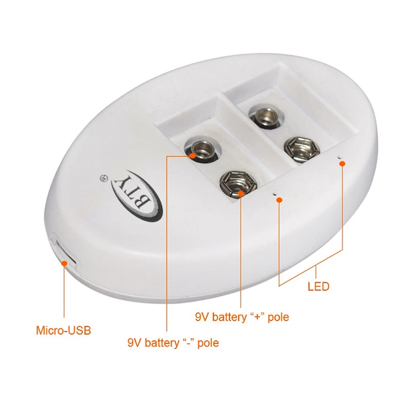 TK Mini Dual Toy Battery Charger for 6F22 9V Lithium Ni-MH Ni-CD Battery USB Plug Portable Charger