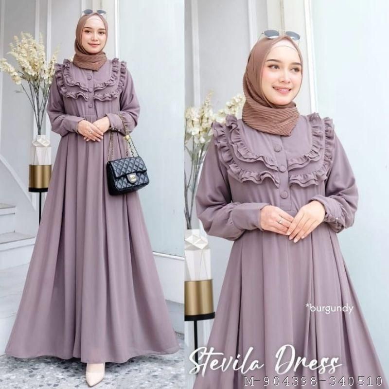 DRESS MUSLIM WANITA GAMIS STEVILLA CERUTY BABYDOLL VONS-246      WARNA:       STEVILLA MATCHA, STEVI