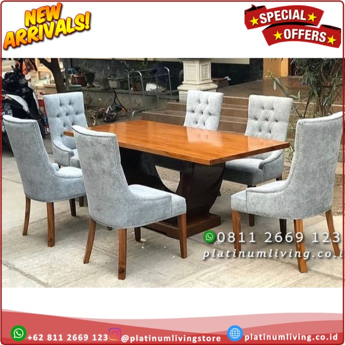 Meja Makan Jati Modern Kursi 6, Kursi Meja Makan Jati Tua, Kursi Makan Platinumliving Furniture Indo