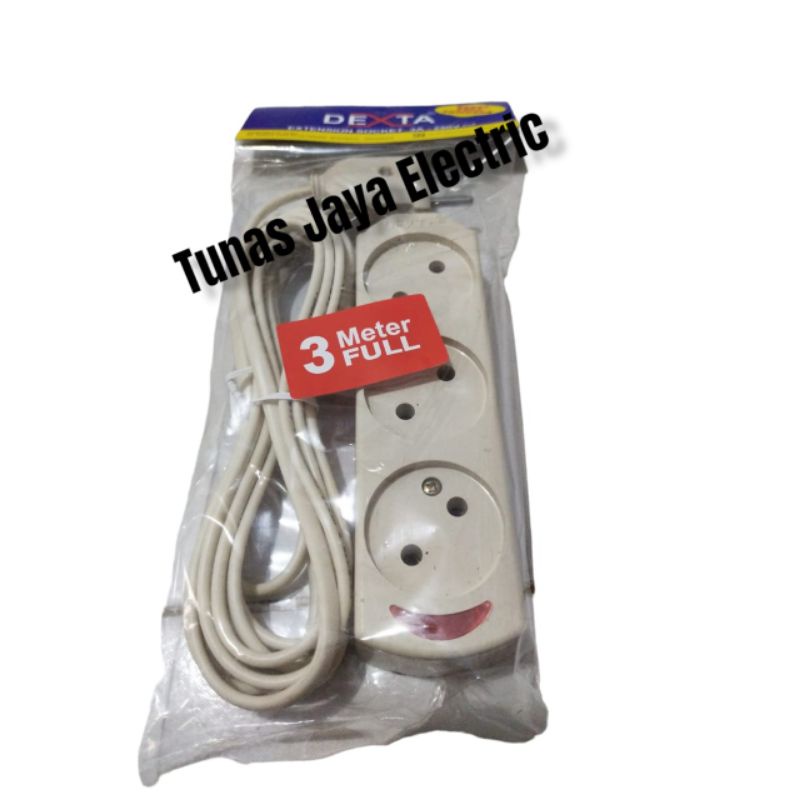 Stop Kontak Gepeng 3Lb + Kabel Tembaga 3M + Lampu (SNI - ISO9001)