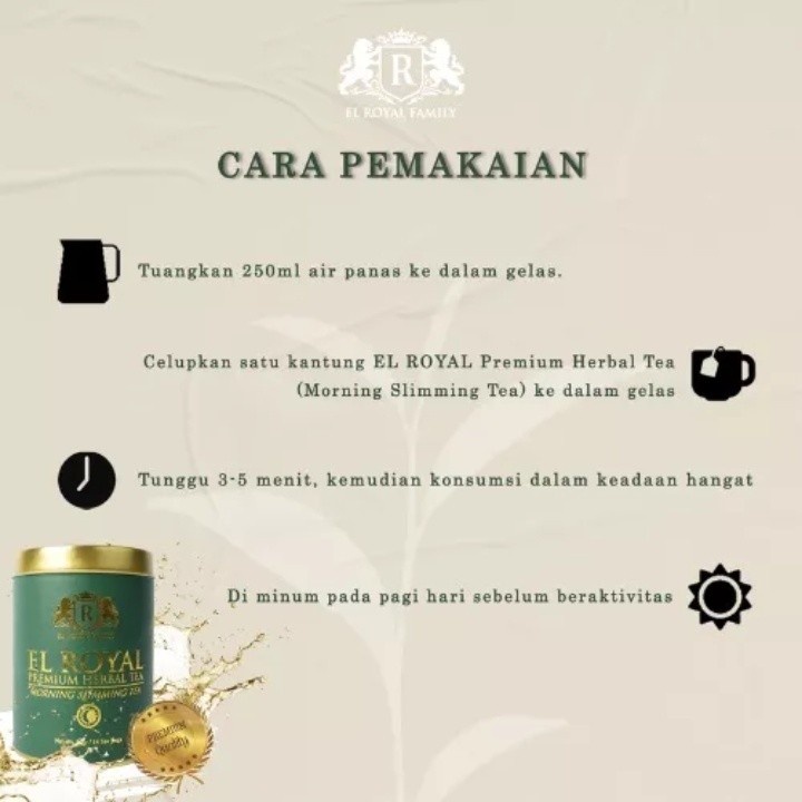 El royal Premium Tea /Teh Pelangsing siang &amp; malam (1 paket) - El Royal