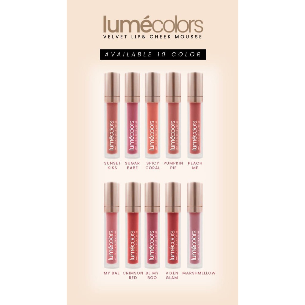 LIPSTIK 3 in 1 Multifungsi: EYESHADOW, BLUSH ON & LIPSTICK LUMECOLORS 100% HALAL MUI resmi BPOM