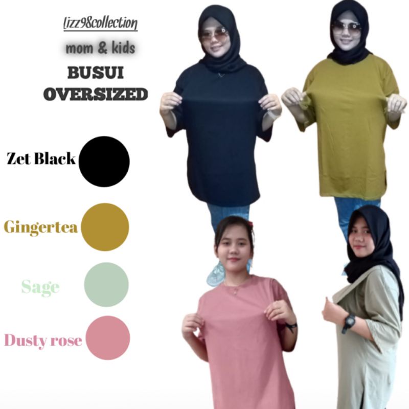 Kaos Oversize Wanita Polos Panjang Lengan  7/8