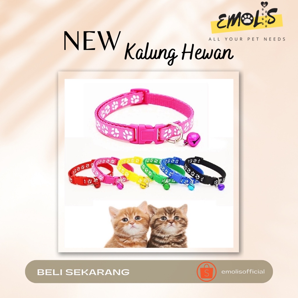 Kalung Hewan Peliharaan Motif Tapak Kaki / Custom Nama  Kucing Anjing Kelinci Hamster Adjustable Dapat disesuaikan KH02 PGM