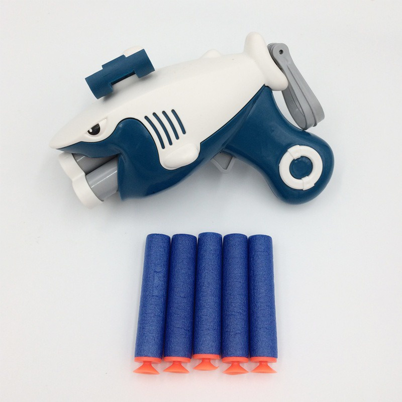 Mainan Pistol Hiu Nerf Gun Peluru Spons + 5 Peluru Harga Pabrik