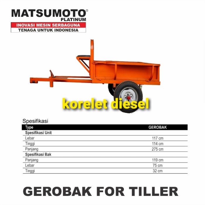 Gerobak Bak traktor sawah tiller matsumoto firman