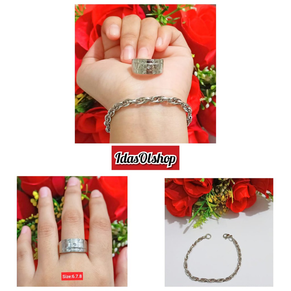 Gelang TITANIUM Dewasa Free Cincin Titanium