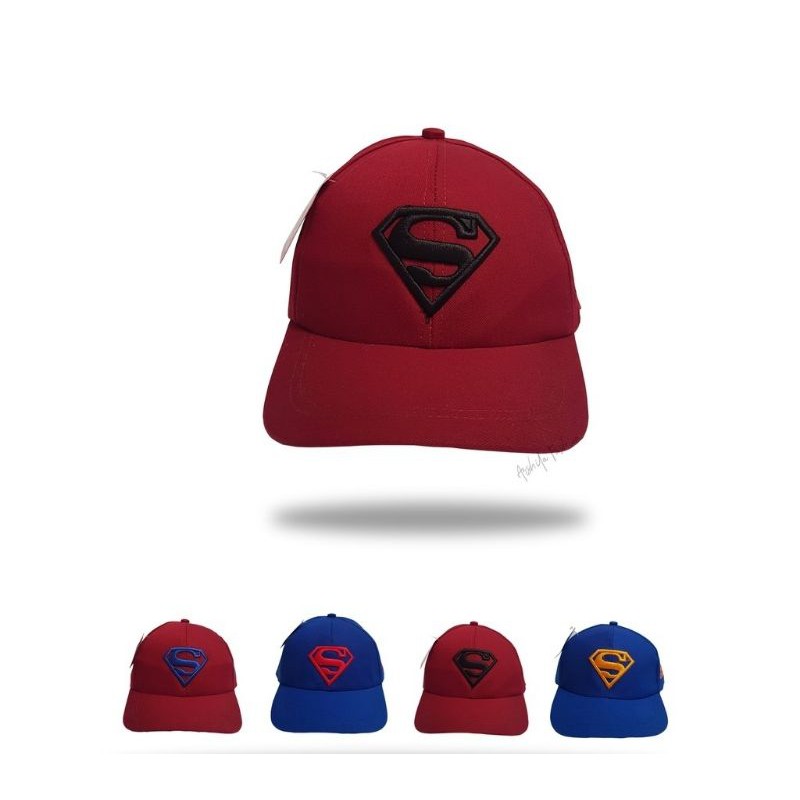 Topi Anak Bordir Superman/Topi Anak Karakter Superhero/Topi Murah-S Maroon BordirHitam