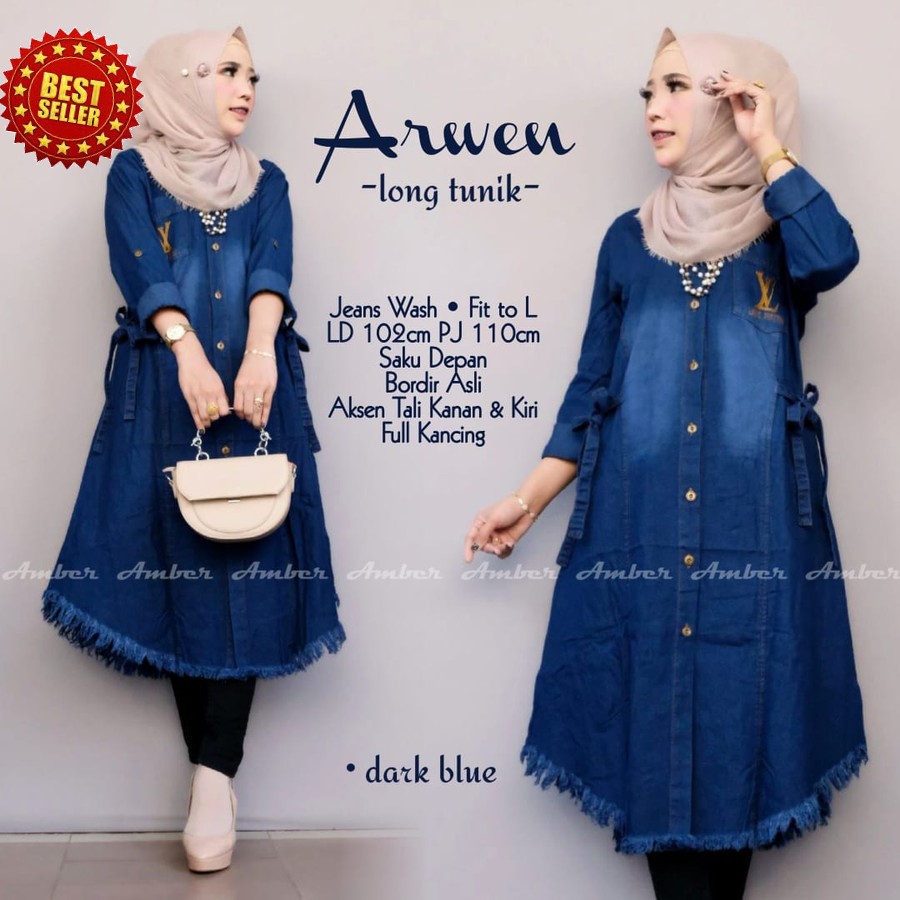 DETA LONG TUNIK ARWEN JEANS TERBAIK KEKINIAN BR