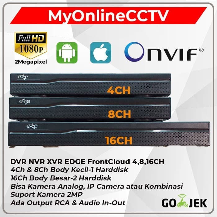 DVR NVR XVR EDGE 16CH FrontCloud HD1080 IP camera Kamera CCTV 6 In 1 Suport Semua Camera