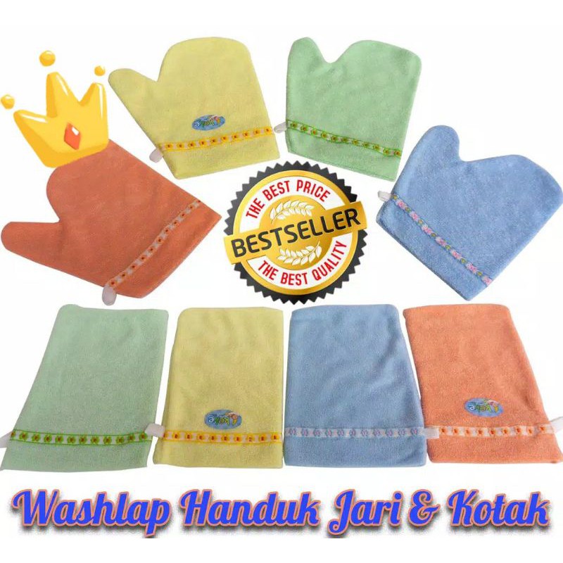 (SATUAN) washlap bayi jari dan kotak handuk washlap mandi kain