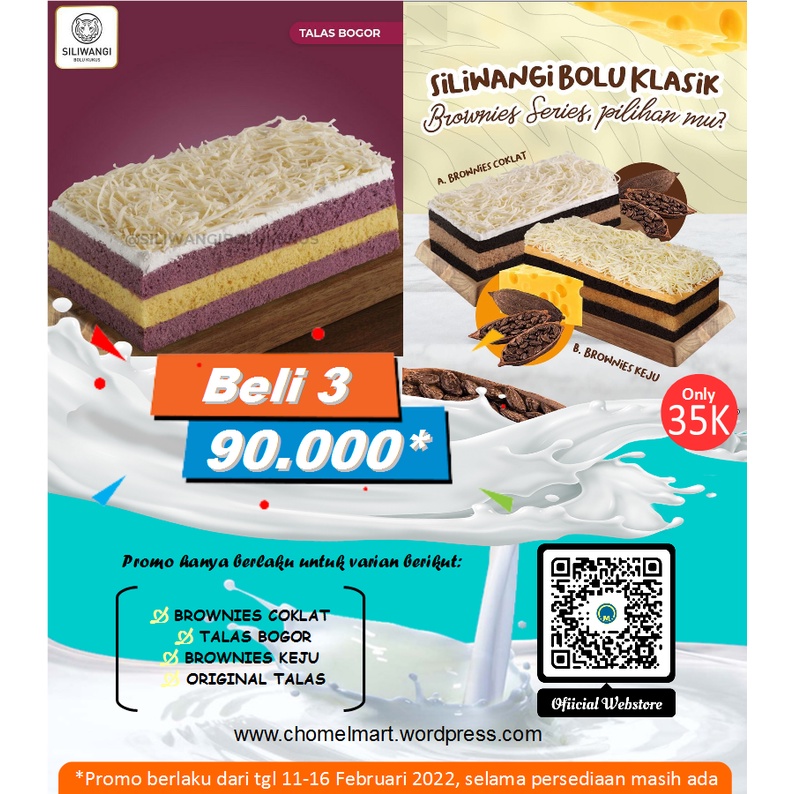 Promo Valentine Beli 3 90K Siliwangi Bolu Klasik - Brownies Keju