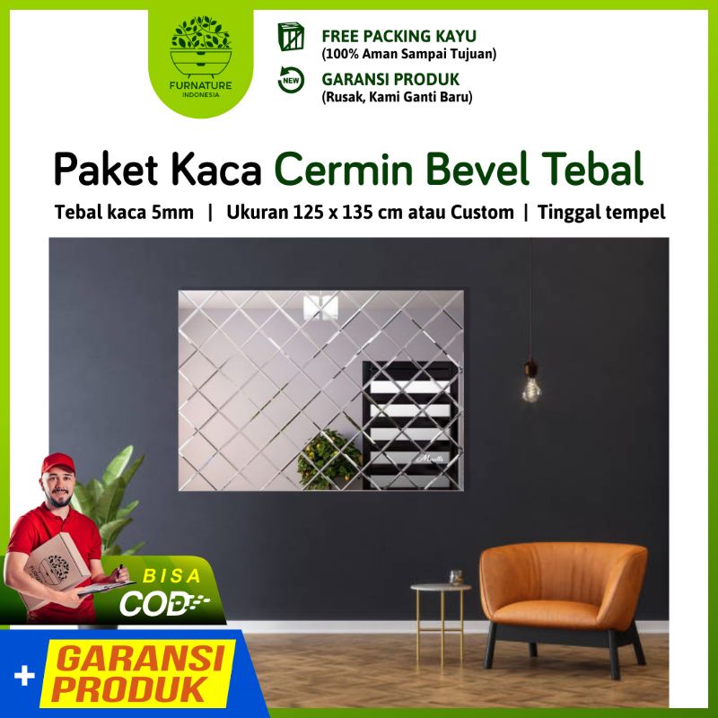 kaca cermin Bevel - cermin dinding - cermin dekorasi - kaca cermin