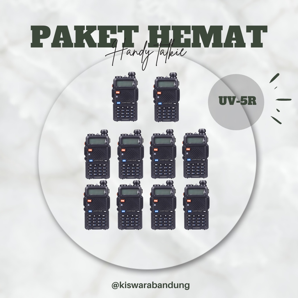 Paket 10 Unit Radio HT Handy Talkie UV-5R Dual Band VHF - UHF kiswarabandung