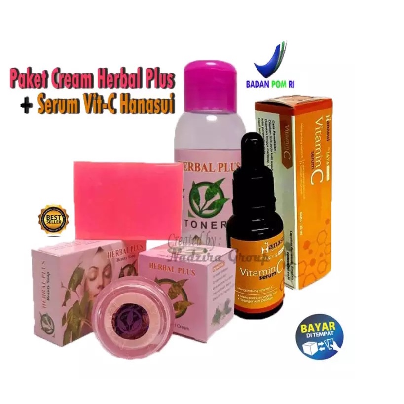 Paket Cream dan Sabun Herbal Plus Toner dan Serum Vit-C Original BPOM