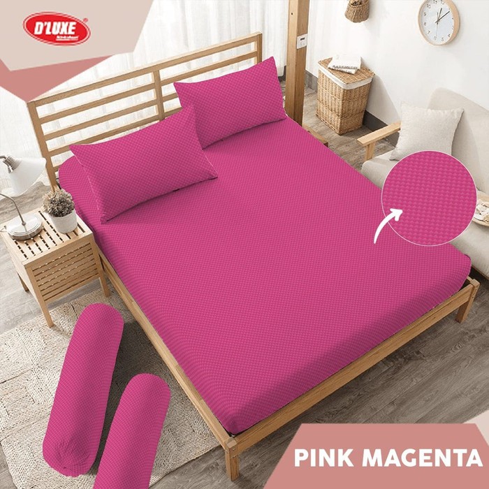 SPREI QUEEN SIZE POLOS DELUXE KINTAKUN EMBOSSED 160x200 T20 - PINK MAGENTA