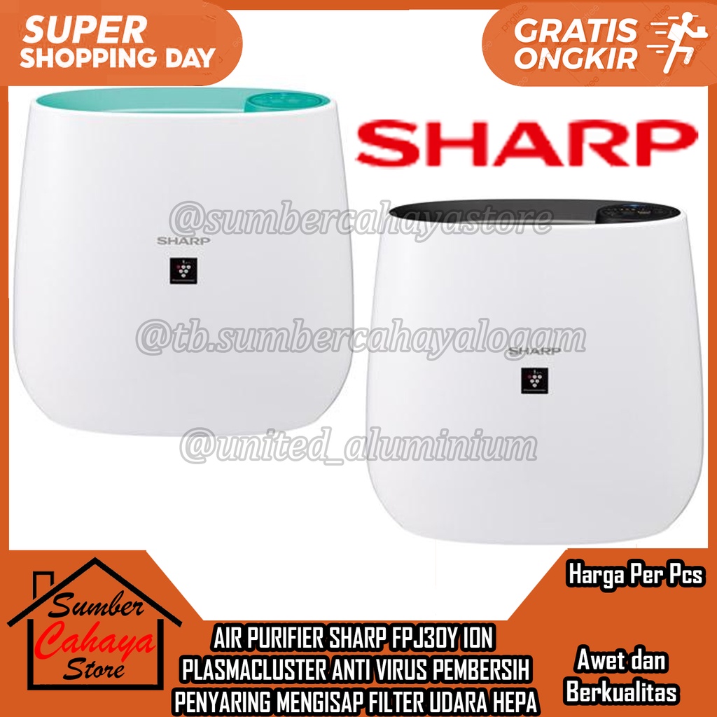 Air purifier Sharp FPJ30Y Penyaring udara debu untuk ruangan 21m2 Plasmacluster HEPA Filter pemurnia