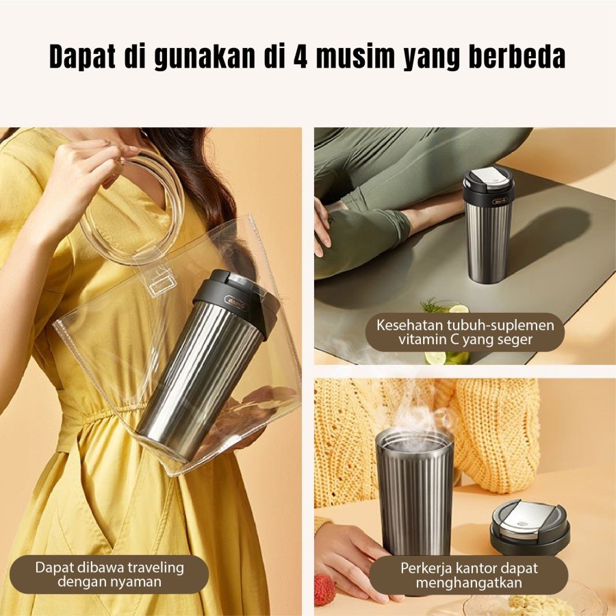 Deerma Double lid Blender NU80 Thermos Cold Cup Portable Juicer