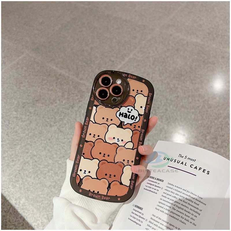 Soft Case TPU Motif Kartun Kepala Beruang Untuk IPhone 11 12 13 Pro MAX X XR XS MAX 6 6S 7 8 Plus SE 2020