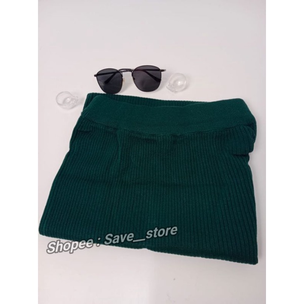 Rok Span Rajut • Rok Rajut Premium • Rok Span Rajut Knitted • Rok Rajut Knitted-Hijau Botol