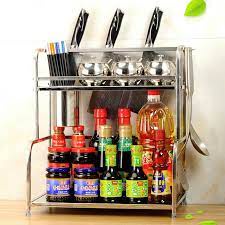 Rak tempat gantungan gantung penyimpanan wadah keranjang pisau piso botol toples bumbu sendok garam 