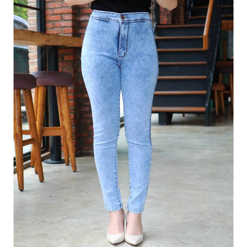 CELANA JEANS WANITA//HIGHWAIST POLOS PREMIUM// ORI SOFT JEANS