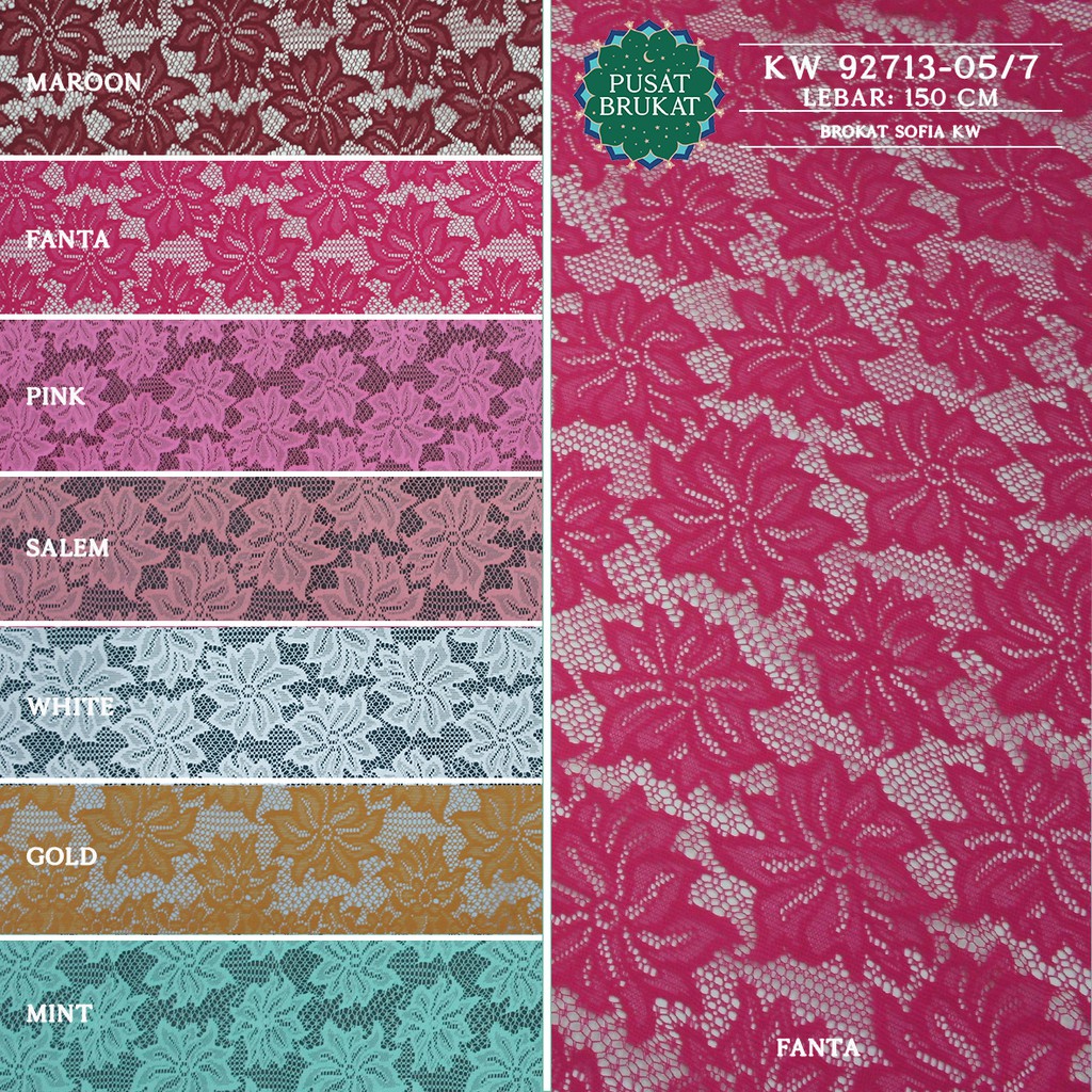 KAIN BRUKAT LACE KEBAYA METERAN / BROKAT MALIKA MOTIF BUNGA  - NOVA KW 92713 [harga per 0.5m]