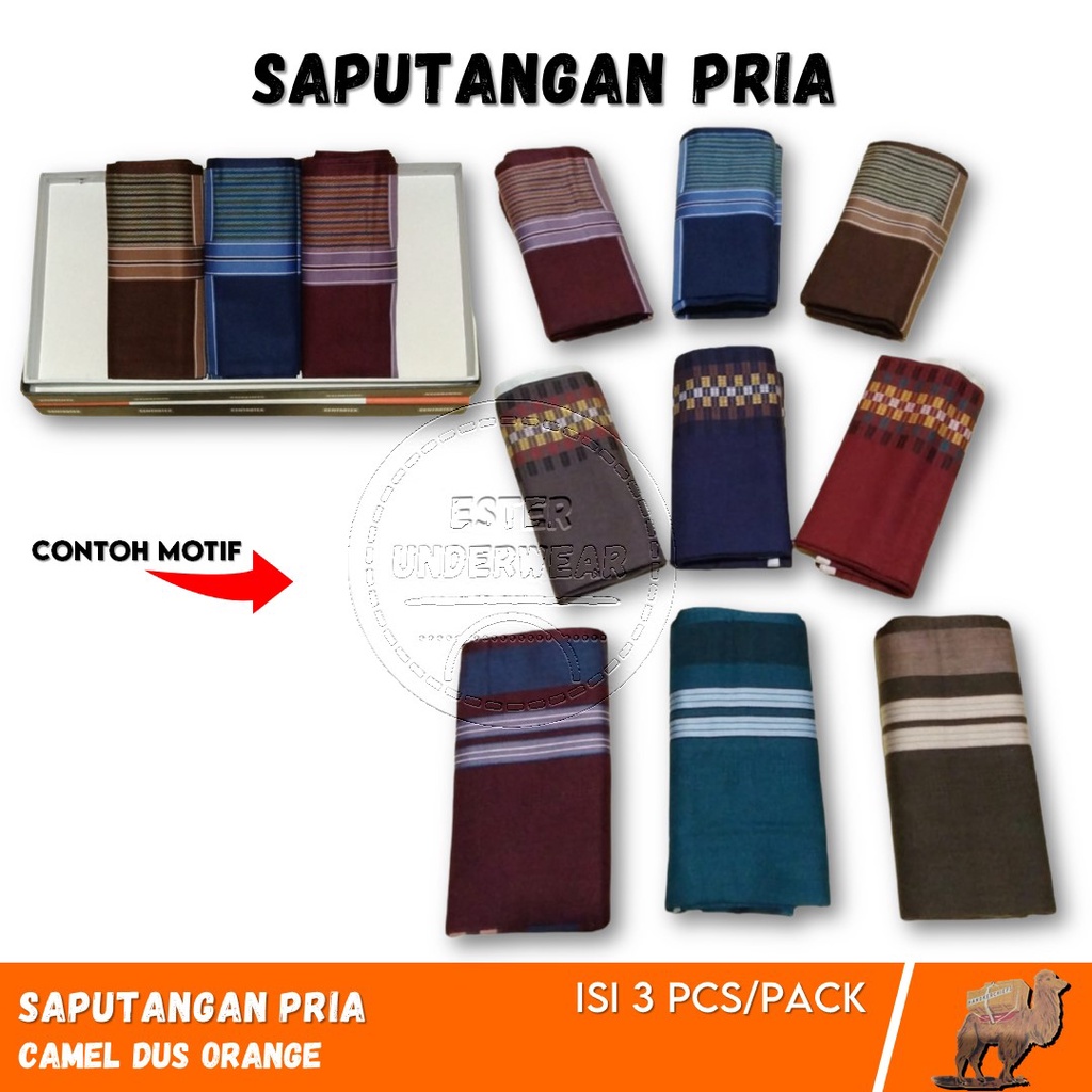 Saputangan Pria Camel Orange Halus isi 3Pcs