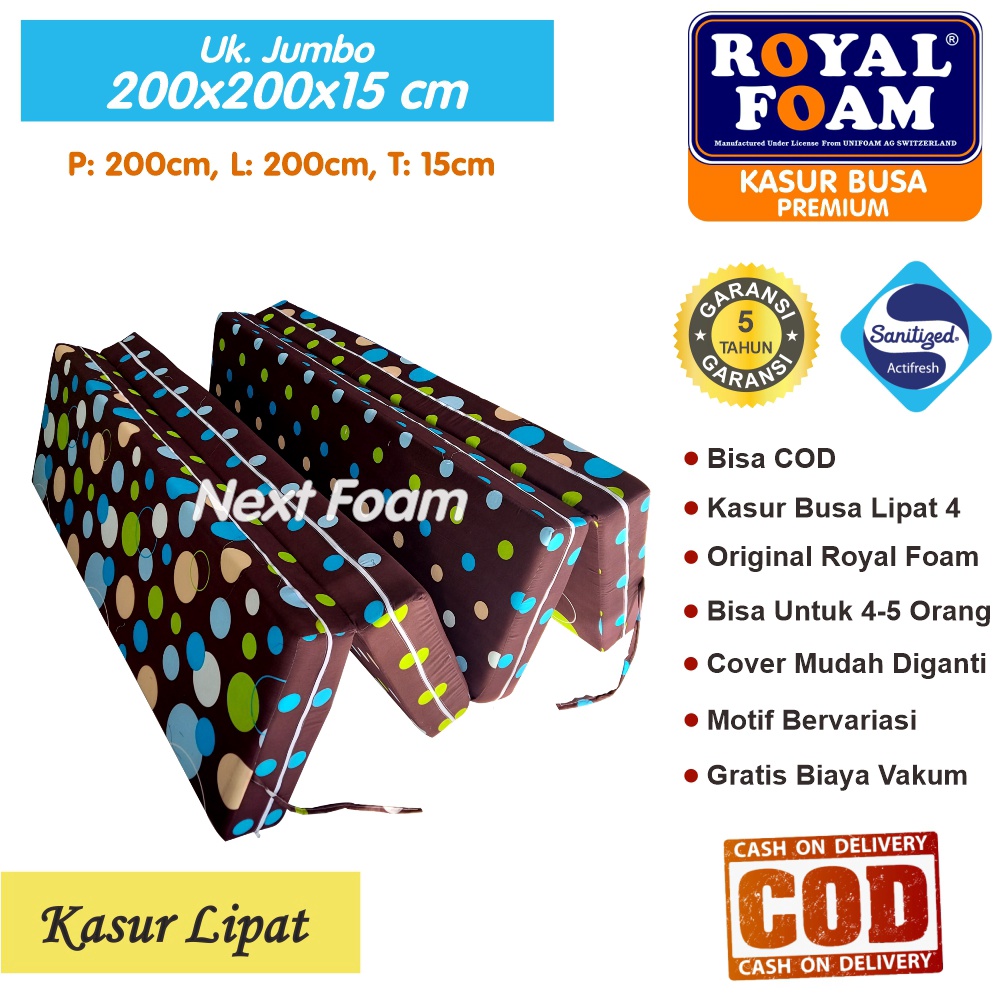 Kasur Busa Lipat Royal Foam Ukuran Jumbo 200x200x15 cm Tebal 15 cm D16 ORIGINAL Garansi 10 Tahun