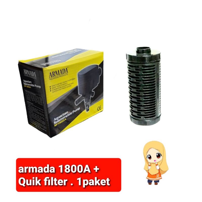 pompa air aquarium ARMADA 1800A+SELONGSONG QUIK FILTER