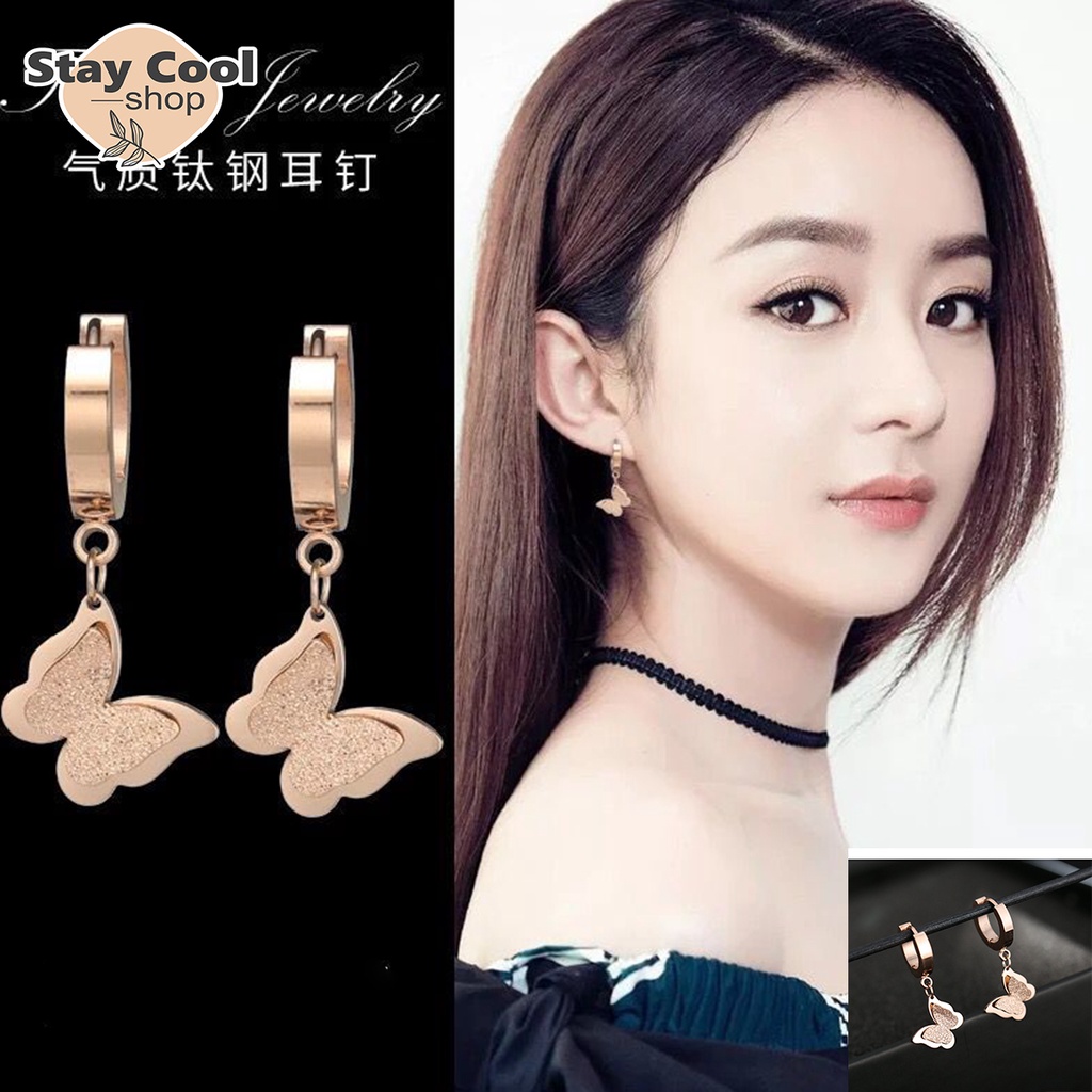 Anting Wanita Titanium Anti Karat / anting GANTUNG KUPU2 / Perhiasan wanita asli titanium / anting titanium wanita/ANTING KUPU KUPU