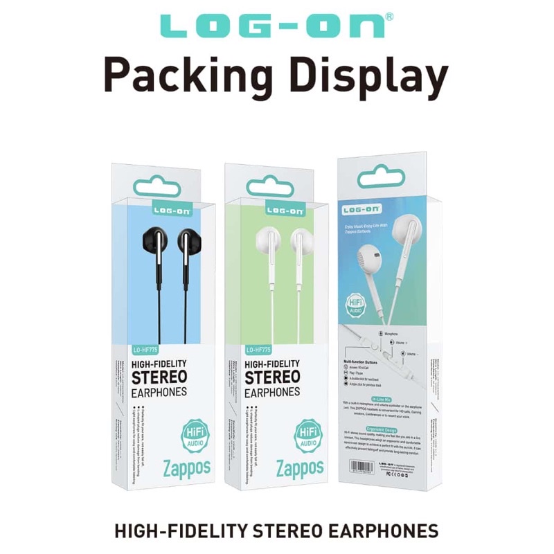 HEADSET - HF - EARPHONE LOG ON ZAPPOS LO-HF775 FIDELITY STEREO