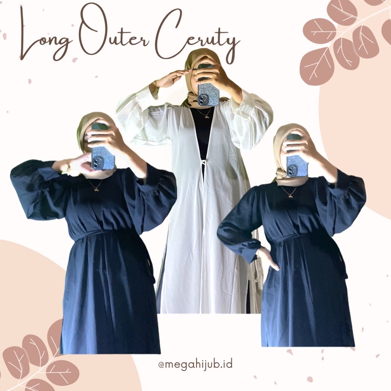 Mega Long Outer / Outer Ceruty / Cardi panjang bahan ceruty lembut