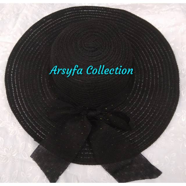 Topi pantai bundar wanita dewasa topi rajut