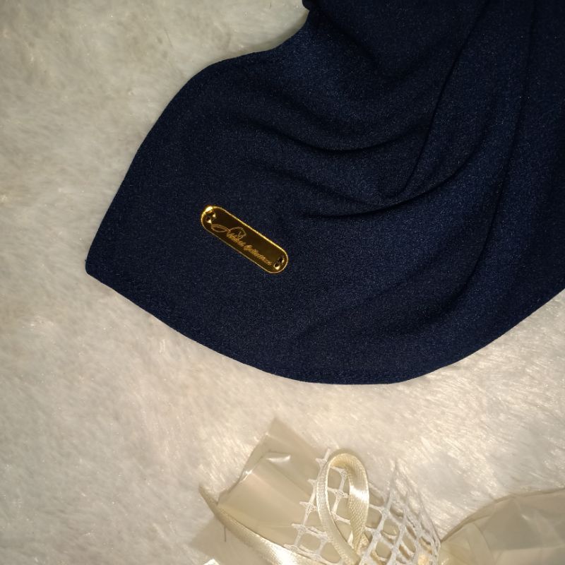 AKHWAT COLLECTIONS | PASHMINA DIAMOND CREPE ITALIANO 200X70 CM | FREE GIFT | JUMBO | PASHMINA VIRAL-Navy