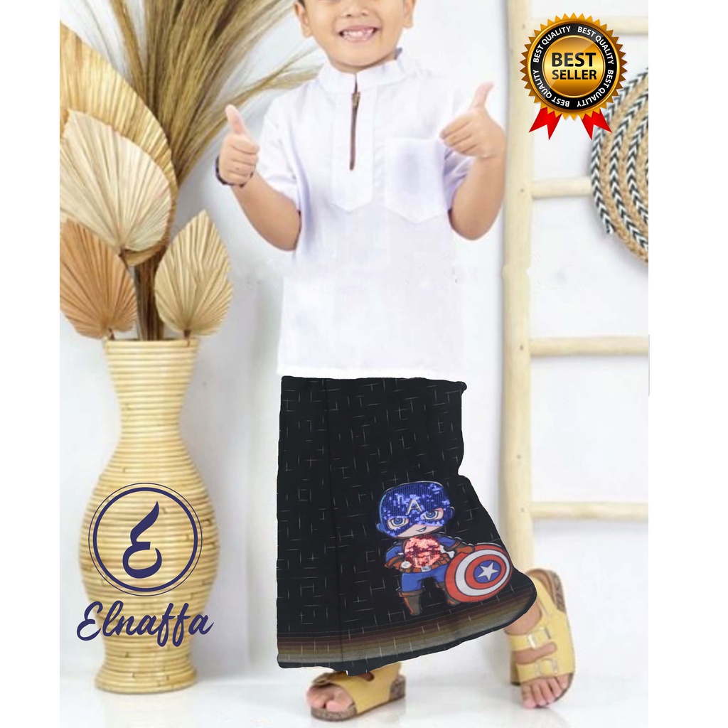 EL-NAFFA Sarung Anak Instan, Sarung Sunat, Sarung Anak Laki-laki Motif LED Gerimis Usia 2-7th