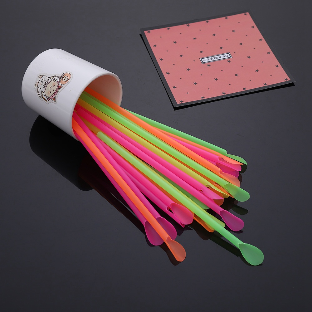 100pcs Sedotan Plastik PP Warna-Warni 20cm Untuk Milkshake / Smoothie / Cocktail