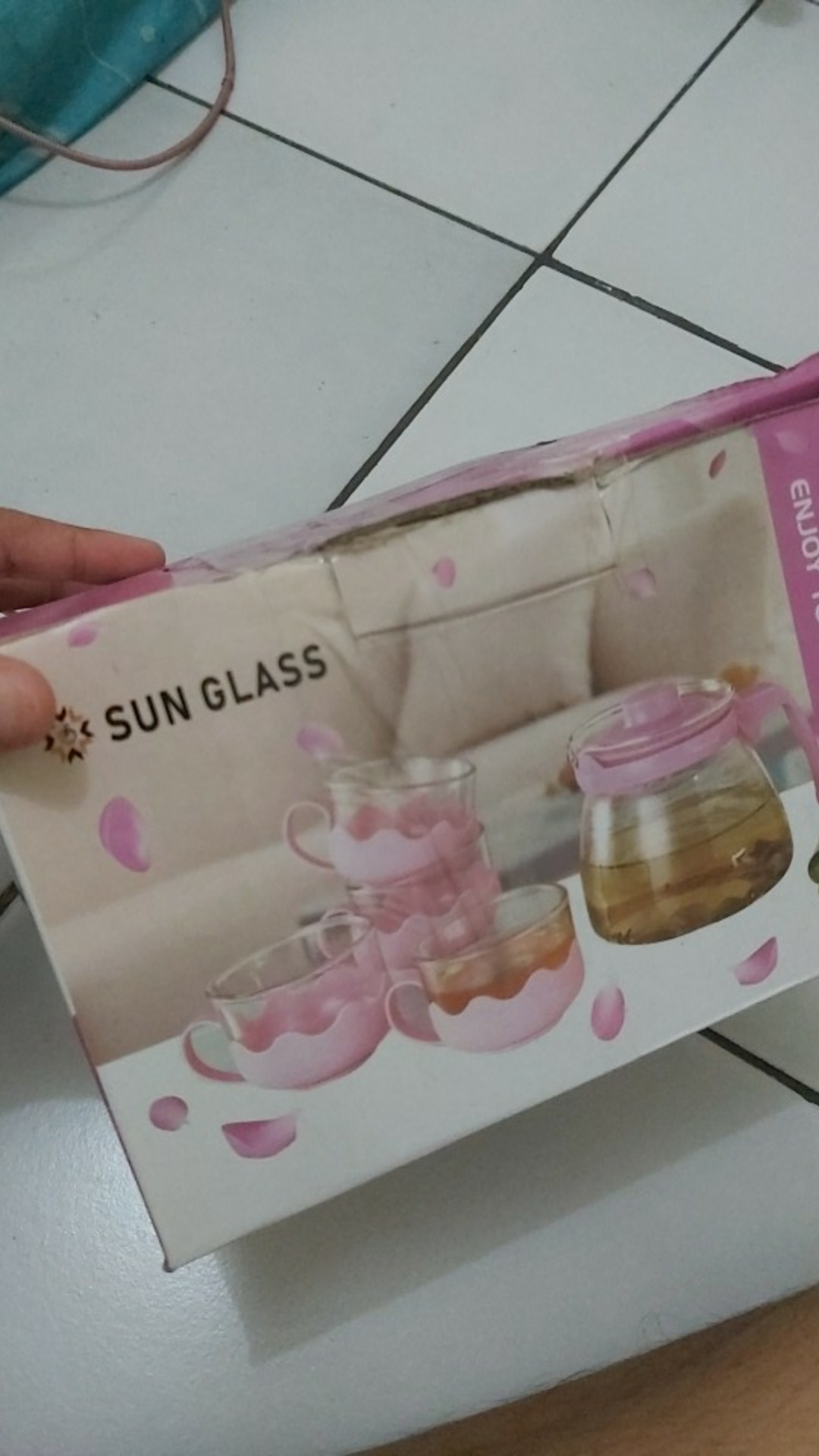 Sunglass Teapot Set 5pcs / 1 Teko Kaca 950ml + 4 Cangkir Kopi Kaca
