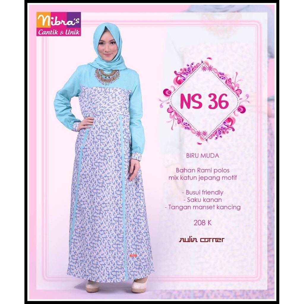 Baju Gamis Model Sekarang Nibras NS 36 Biru Baju Wanita Terbaru Baju Gamis Terbaru
