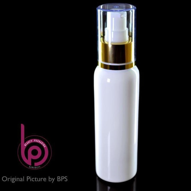 Botol Plastik PET 100ml BR Putih Tutup Pump Treatment Full Cap Neck